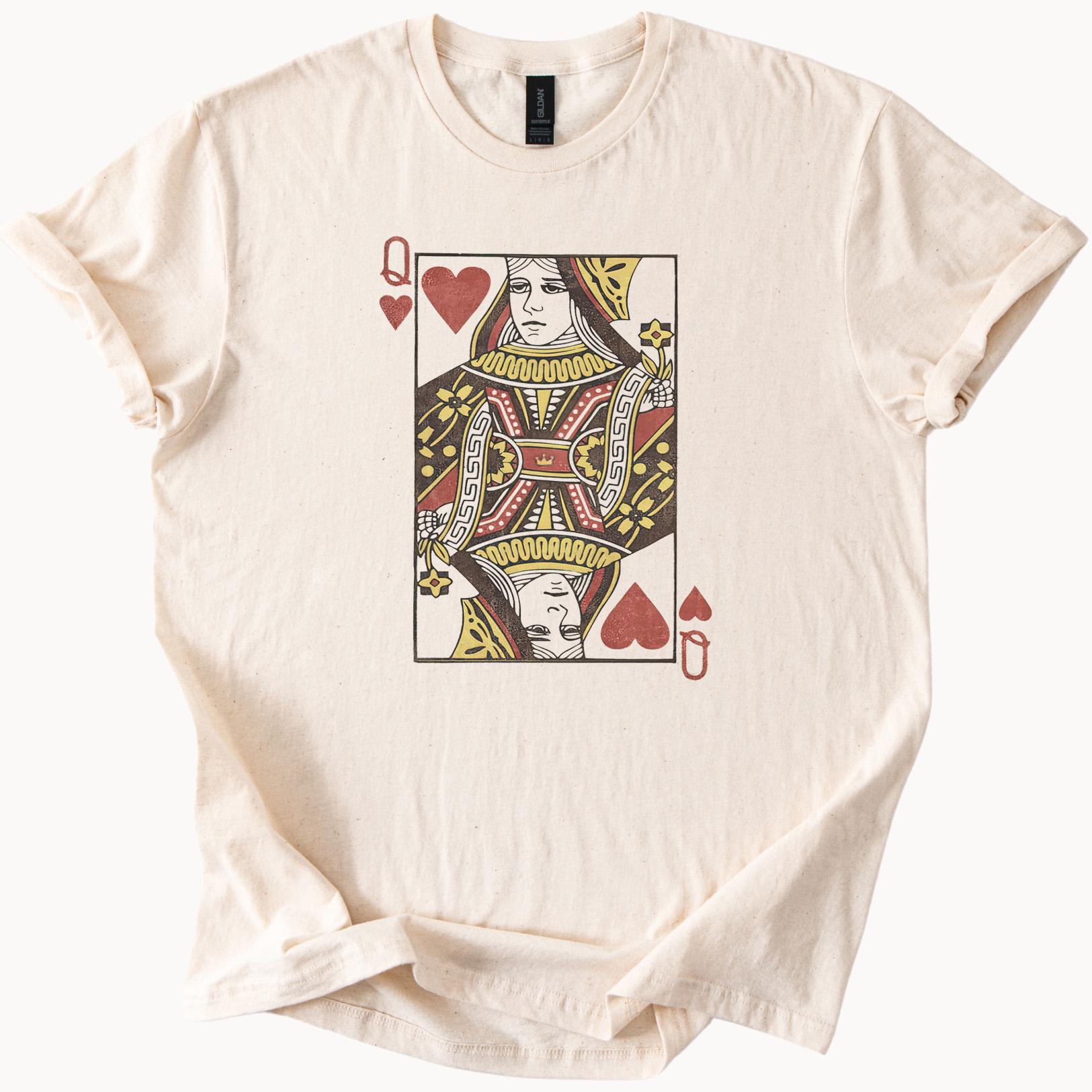 Queen of Hearts Graphic Tee Natural Cotton Playing Card Shirt - Etsy