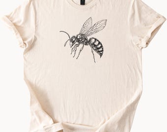 Wasp Graphic Tee Insect Illustration T Shirt Nature Lover Gift Bug Art Top
