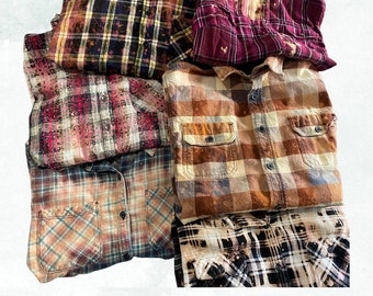 Bleached plaid flannel shirt, Custom flannel, shirts for women and men unique flannels