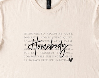 Camiseta caseira, camiseta introvertida e aconchegante, presente para ela, camiseta com caimento relaxado