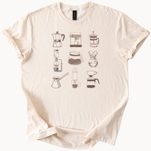 Coffee Makers T Shirt Minimalist Coffee Lover Tee Espresso French Press Pour Over Shirt