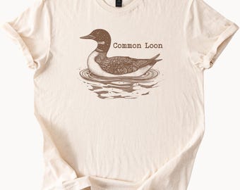 Common Loon Graphic Tee Bird Lover Shirt Nature Inspired Clothing Wildlife TShirt Unique Bird Design Gift for Him Her