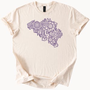 Belgien Karte Floral Grafik T Shirt Künstler Belgien Umriss Shirt Hand gezeichnete Blume Design T-Shirt Land Stolz Belgien Geschenk Shirt