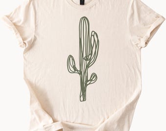 Desert Cactus Graphic Tee Trendy Plant Lover Shirt Southwestern Style TShirt Botanical Top Unique Cactus Design Clothing