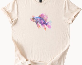 Ocean Fish Graphic Tee Colorful Scorpionfish T Shirt Pastel Fish Lover Gift Unique Aesthetic Animal Shirt for Men Women