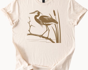 Maglietta Airone Azzurro, regalo per gli amanti degli uccelli, maglietta naturalistica, abbigliamento per la fauna selvatica, maglietta con grafica Airone