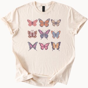 Butterfly Graphic T Shirt Colorful Aesthetic Nature Shirt Boho Butterfly Tee Cute Insect Graphic Shirt Soft Cotton Gift for Her or Him