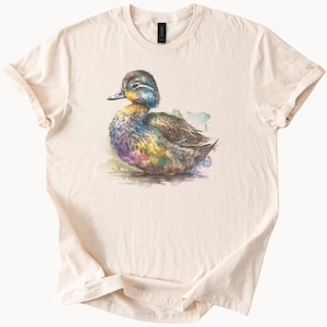 Duck Watercolor Art Graphic Tee Colorful Mallard Duck Shirt Nature Animal Lover Shirt Unique Bird TShirt Artistic Wildlife Apparel