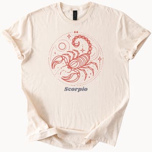 Camiseta gráfica com carta de tarô do zodíaco de Escorpião, astrologia e horóscopo