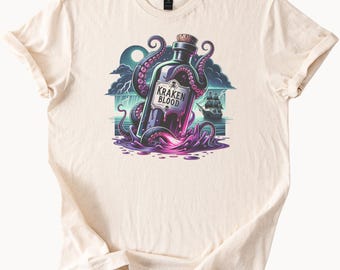 Kraken Blut Grafik T Shirt Kraken Oktopus See Monster Wasser Sailor Ozean Schiff Kunst beunruhigt T-Shirt Geschöpf Fantasie T-Shirt