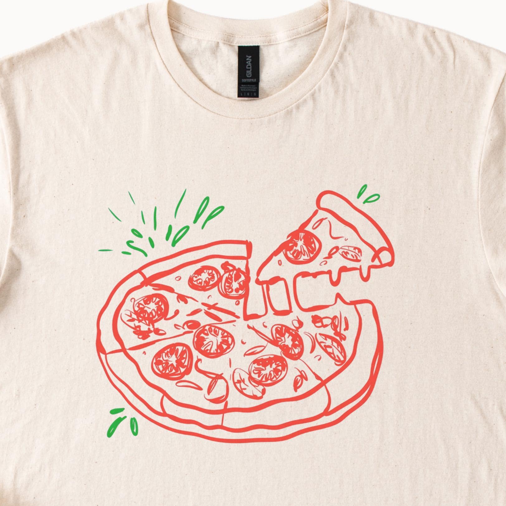 Margherita Pizza Slice Graphic T Shirt Fun Food Lover Tee Pizza