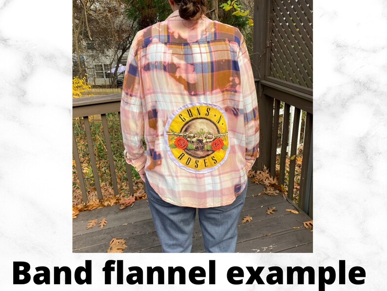 Flannel Shirt upcycled clothing bleached flannel rock band image 9
