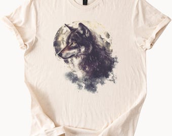 Wolf Moon TShirt Nature Graphic Tee Animal Lover Gift Wildlife Shirt