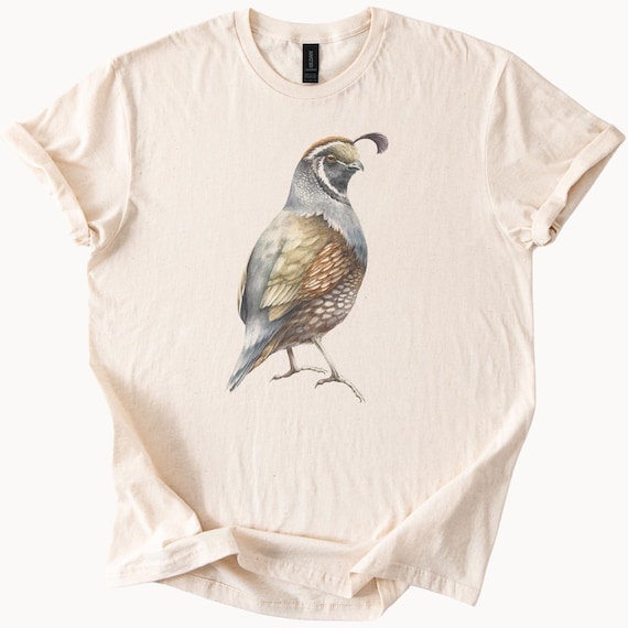 California Quail Bird Graphic T Shirt Nature Wildlife Art Tee - Main Image
