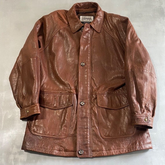 Vintage Leather coat Adult Size XL brown buttery … - image 1