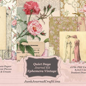 DIGITAL Kit Quiet Days, Download, printable - a beautiful collection of vintage papers for junk journal