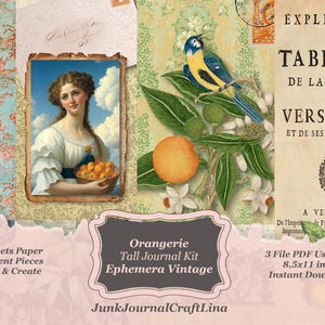 DIGITAL Tall Slim Journal Orangerie - Download a beautiful collection of papers for journal craft