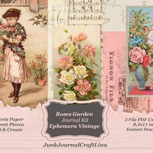 DIGITAL ROSES GARDEN Journal kit Download - a beautiful collection of papers for journal craft