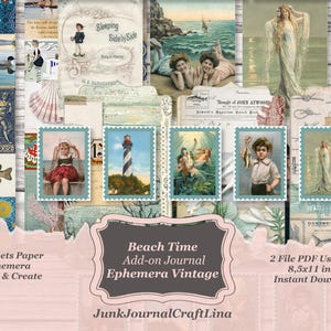 DIGITAL Kit Beach Time Ephemera, Download, printable - a beautiful collection of vintage papers for junk journal