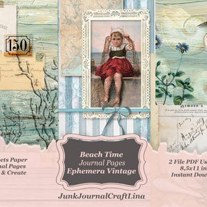 DIGITAL Kit Beach Time, Download, printable - a beautiful collection of vintage papers for junk journal