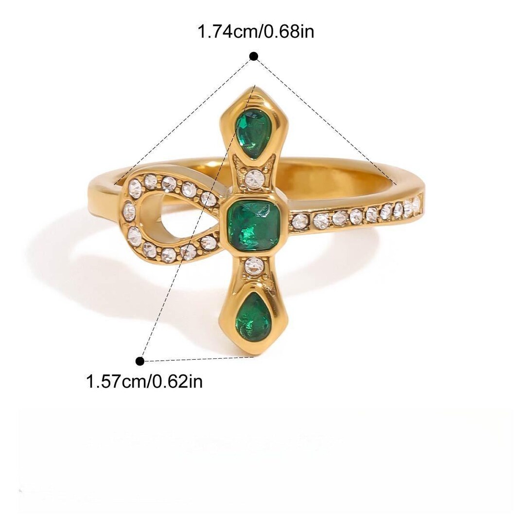 18K Gold Cross Snake Titanium Steel Zirconia Ring - Etsy