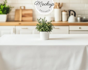 Modern Farmhouse Tablecloth Mockup | PSD | PNG | Formats