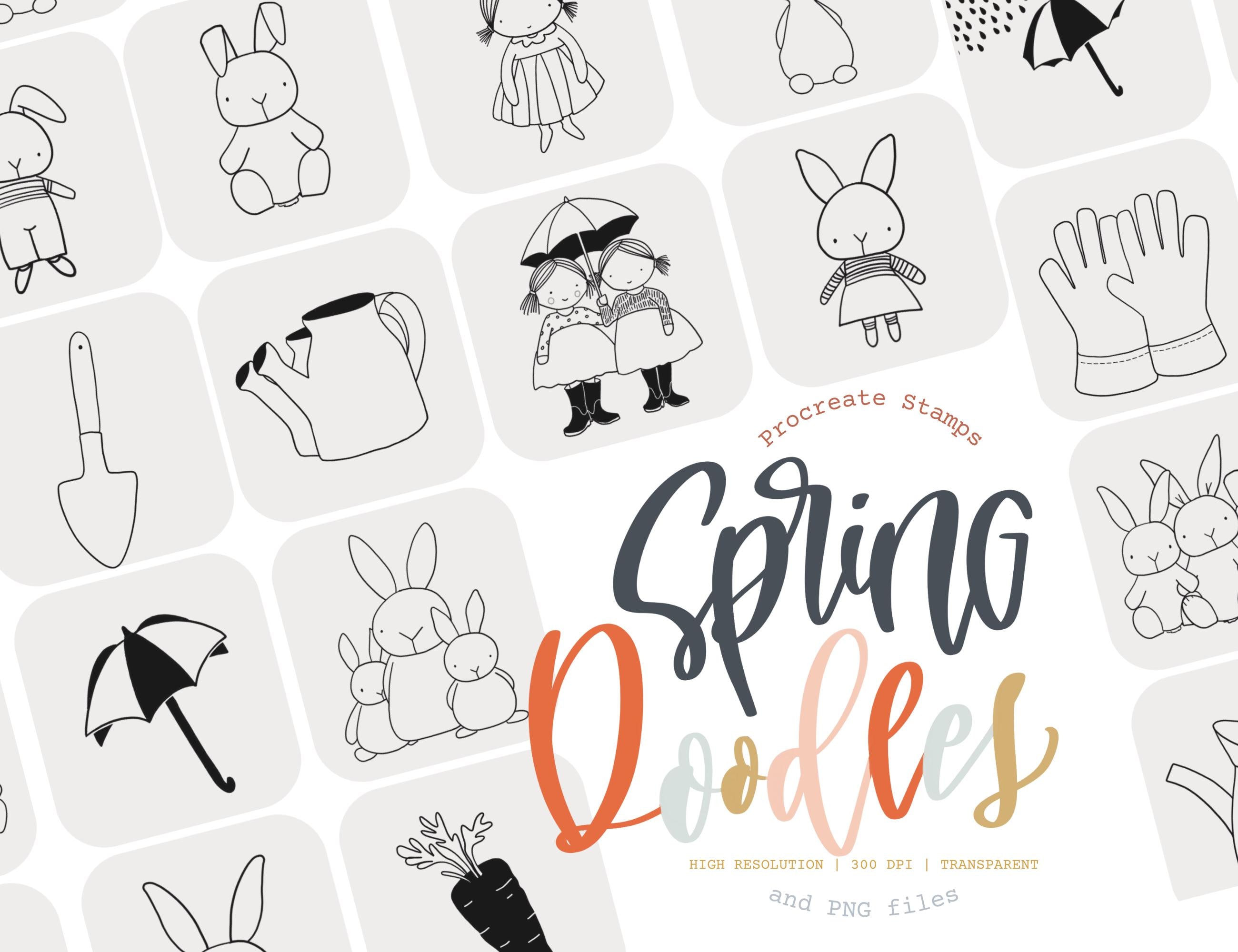 Spring Time | Seasonal Themed| Procreate Stamps | clipart | Transparent PNGS | spring theme