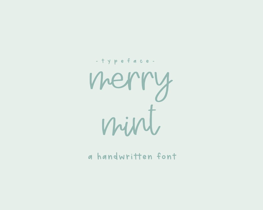 Merry Mint, a Handwritten Font, OTF File - Etsy
