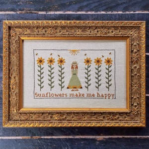 Sunflowers make me happy - Cross Stitch Chart - Digital Copy