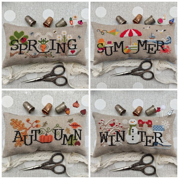 SET OF FOUR When I Think Of Spring, Summer, Autumn, Winter - Cross Stitch Charts - Digital Copy