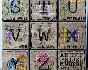 When I Think Of S, T, U, V, W, X, Y, Z, Special Price - Cross Stitch Charts - Digital Copy - Stitch Count, Each Block W45 x H45