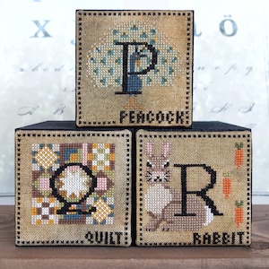 When I Think Of P, Q, R, Peacock, Quilt, Rabbit - Cross Stitch Chart - Digital Copy