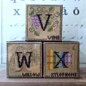 When I Think Of V, W, X, Vine, Willow, Xylophone - Cross Stitch Chart - Digital Copy