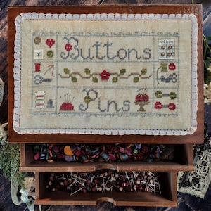 Buttons and Pins - Digital Copy (Not Compatible With Pattern Keeper) without buttons - Stitch Count: W 113 x H 62