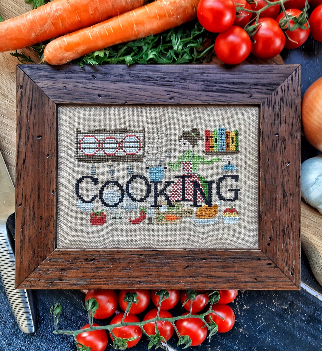 When I Think of Cooking - Cross Stitch Chart - Digital Copy 100wx56h - Etsy