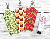 Foodie Keychain Hand Lotion Holder: Avocado, Fries, Watermelon Charm travel accessory favor