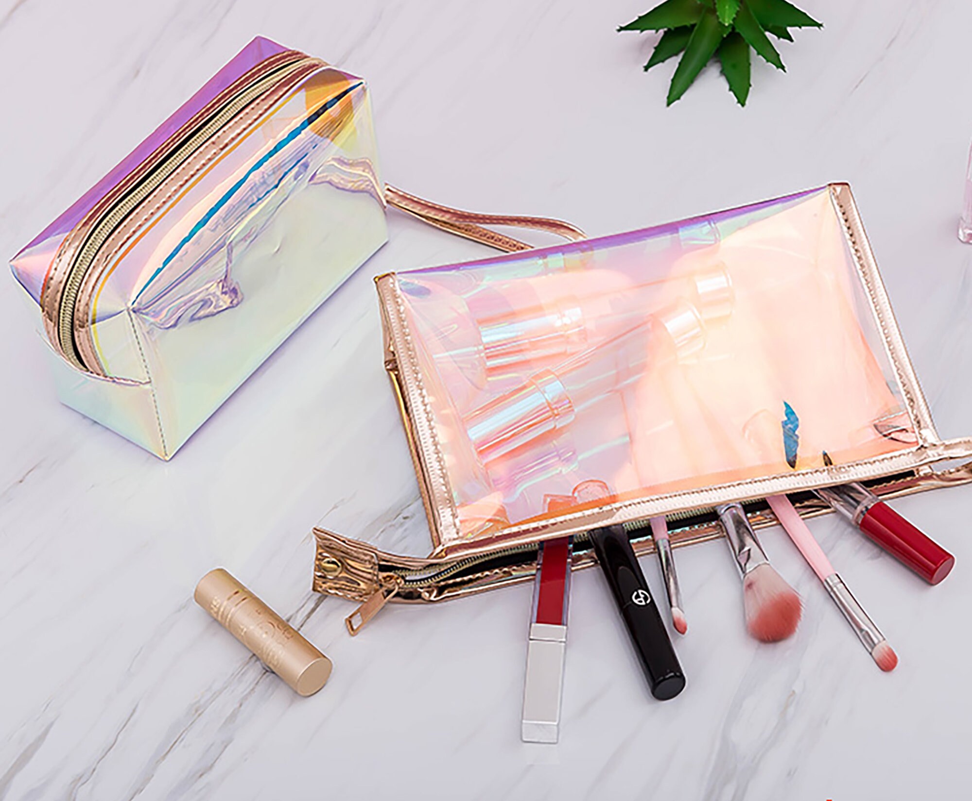5 Stück Transparente Reise-Kosmetiktaschen Mit Reißverschluss – Wasserdichte PVC-Taschen Für Make-up & Toilettenartikel