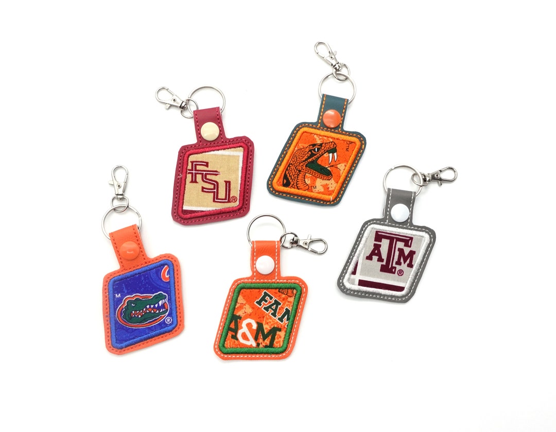 Collegiate Keychains Square Embroidered Keychain Etsy