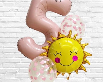 Personalised My Little Sunshine Birthday Balloon Set, DIY, Uninflated, Sun Foil Balloon, Sun Balloon, My little sunshine decoration