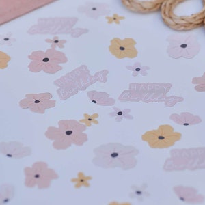 Floral Happy Birthday Confetti, Table Confetti, Table Scatter, Flower Decorations, Birthday Scatter Confetti, Floral Confetti, For Her