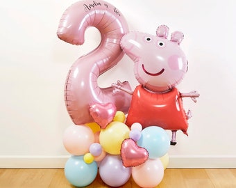 DIY Große Peppa Pig Ballon Skulptur, Peppa Pig Ballon Stapel, Peppa Pig Skulptur, Peppa Pig Ballon, Folienballon, Party Dekoration