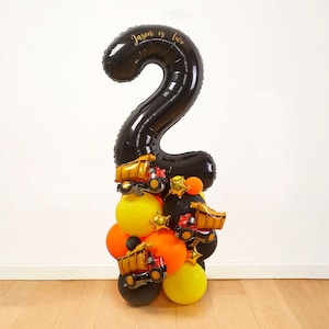 DIY Large 55" Construction Birthday Balloon Sculpture, Boys Birthday, Construction Balloon Stack, DIY Kit, 2nd birthday, Number Balloons