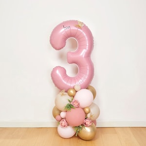 Fai da te grande 55" scultura di palloncino di compleanno con farfalla in oro rosa per ragazze, scultura di palloncino rosa pastello in oro cromato, kit fai da te, pila di compleanno per ragazze