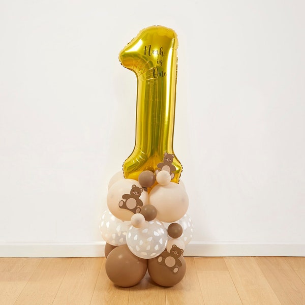 DIY Large 55" Adorable Bear 1st Birthday Balloon Sculpture, Bear Balloon Stack, Bears Balloons, Cute Bear Sculpture, Baby Balloons, Stack