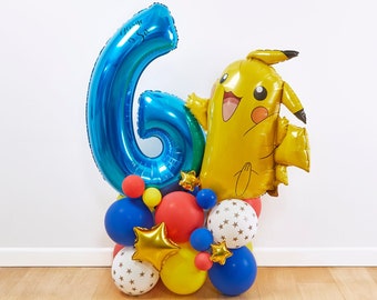 Grande scultura di palloncini Pikachu fai-da-te, scultura di palloncini di  compleanno per bambini Pikachu, pila di palloncini Pokemon, scultura di