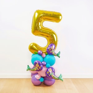 DIY Large 55" Mermaid Birthday Balloon Sculpture, Mermaid Balloon Stack, DIY Kit, No helium, Girl Birthday, Mermaid Sculpture, Girls