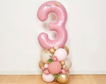 Grande sculpture de ballon d'anniversaire papillon en or rose de 55 pouces pour filles, sculpture de ballon rose pastel or chromé, kit de bricolage, pile d'anniversaire de filles