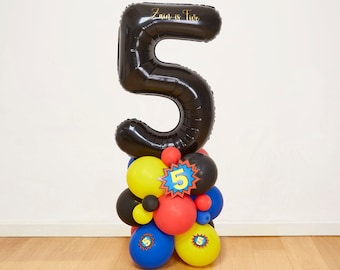 Escultura de globos de superhéroe de 55 pulgadas para armar tú mismo, Escultura de globos de superhéroe, Globos de superhéroe, Pila de globos de superhéroe, Globos para niños