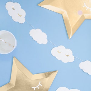 Paper Garland Clouds - Twinkle Twinkle Little Star - Clouds Party Decorations - Clouds Garland - Clouds First Birthday - Nursery Decorations