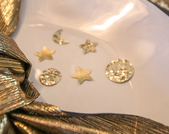 Luxurious Faux Leather Gold Moon and Stars Confetti, Gold and Star Confetti, Glittery Gold Confetti, Moon and Stars Decorations, 1st